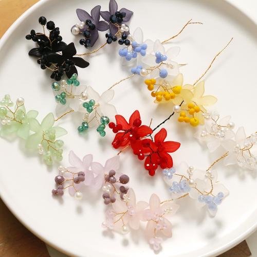 DIY Hair Flowers, Acrylic, with ABS Plastic Pearl & Brass [