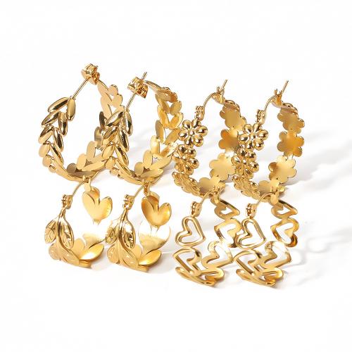 Boucles d'oreilles en acier titane, Plaqué or 18K, bijoux de mode & styles différents pour le choix & pour femme, Vendu par paire