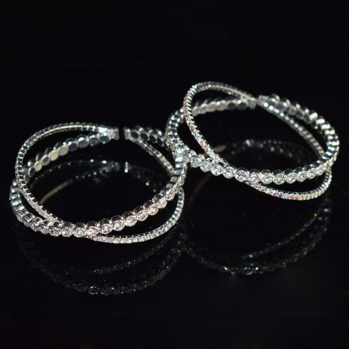 Iron Cuff Bangle, plated & for woman & with rhinestone external diameter 57mm,width 23mm [