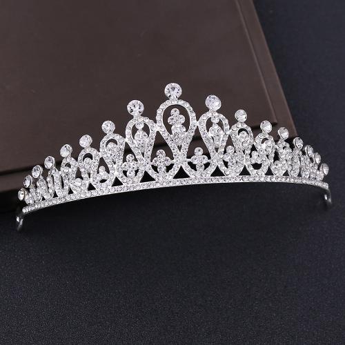 Tiaras nupciales, aleación de zinc, Joyería & para mujer & con diamantes de imitación, plateado, diámetro interior:aproximado 145mm, Vendido por UD[