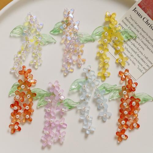 Haarstock-Befunde, Kristall, mit Seedbead, Blume, DIY, mehrere Farben vorhanden, 55x25mm, verkauft von PC