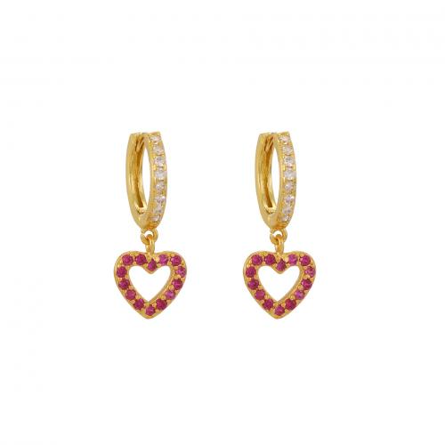 Cubic Zirconia Micro Pave Brass Earring, Heart, plated, micro pave cubic zirconia & for woman [