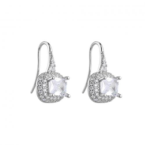 Cubic Zirconia Micro Pave Brass Earring, plated, micro pave cubic zirconia & for woman [