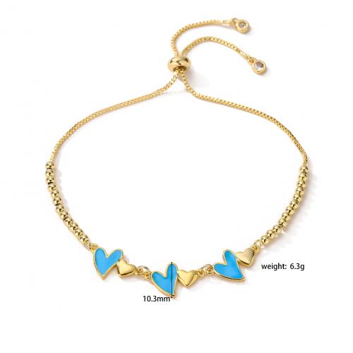 Enamel Brass Bracelets, Heart, plated, for woman Approx 18 cm [