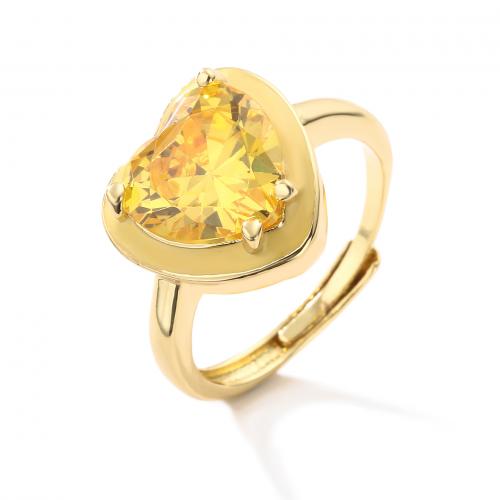 Cubic Zircon Brass Finger Ring, plated & micro pave cubic zirconia & for woman & enamel [