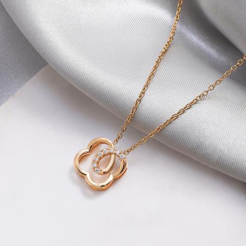 Titanium Steel Jewelry Necklace, with 5cm extender chain, Vacuum Ion Plating, fashion jewelry & for woman & with rhinestone, golden, nickel, lead & cadmium free Approx 40 cm 