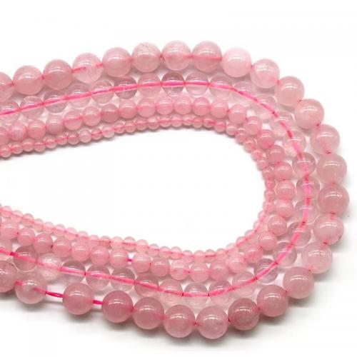 Perles en Quartz Rose naturel, Rond, poli, DIY & normes différentes pour le choix, rose Environ 38 cm, Vendu par brin[