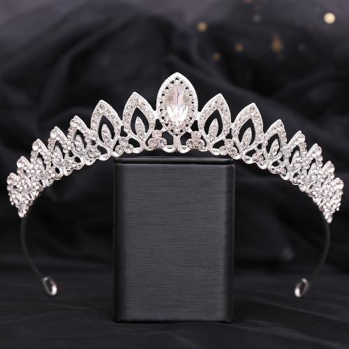 Tiaras nupciales, aleación de zinc, Joyería & para mujer & con diamantes de imitación, plateado, diámetro interior:aproximado 145mm, Vendido por UD[