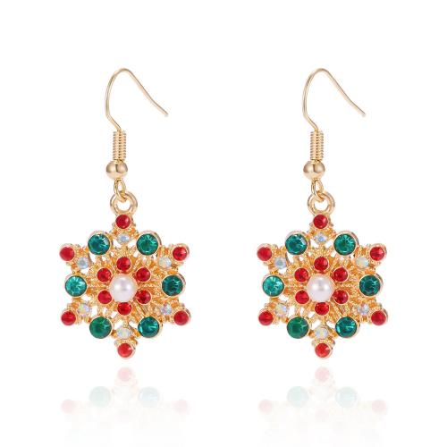 Enamel Zinc Alloy Drop Earring, gold color plated, fashion jewelry & for woman & with rhinestone [