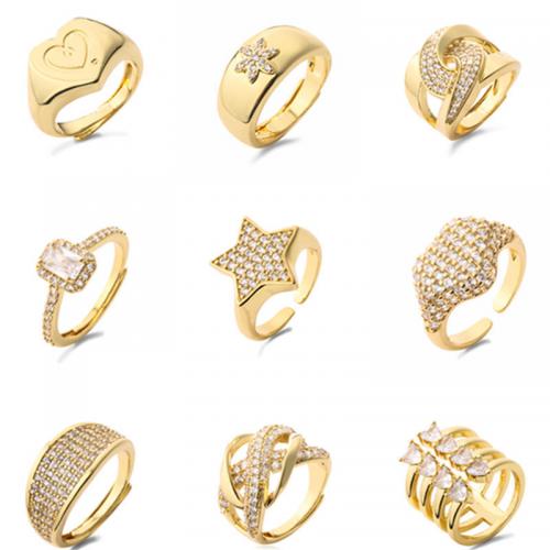 Cubic Zirconia Micro Pave Brass Finger Ring, plated & micro pave cubic zirconia & for woman 