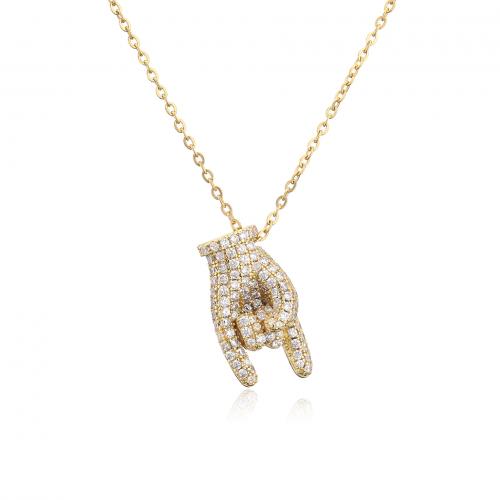 Cubic Zircon Micro Pave Brass Necklace, with 5CM extender chain, plated, micro pave cubic zirconia & for woman Approx 40 cm [