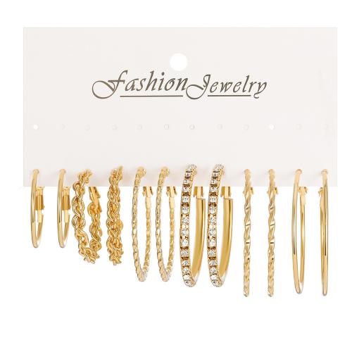 Zinc Alloy Earring Set, plated & for woman & with rhinestone, earring length 19-52mm [