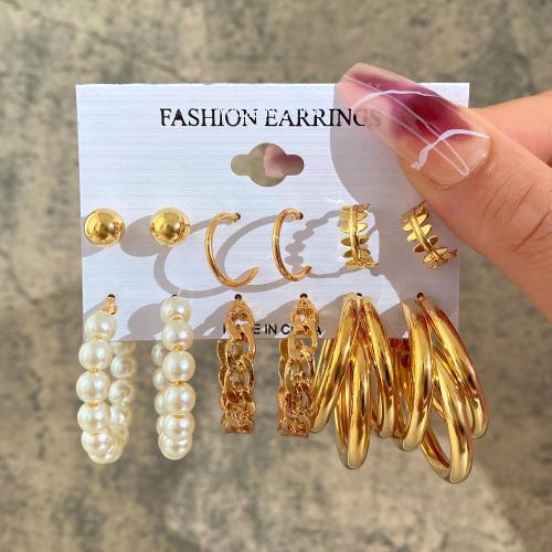 Zinc Alloy Earring Set, with Plastic Pearl, Snake, plated & for woman [