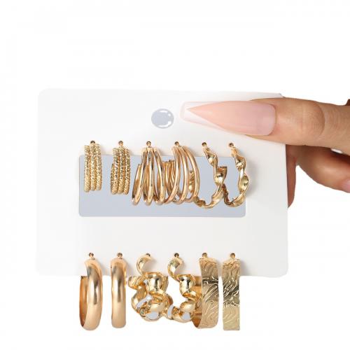 Zinc Alloy Earring Set, with Plastic Pearl, gold color plated, fashion jewelry & for woman, earring length 20-50mm [