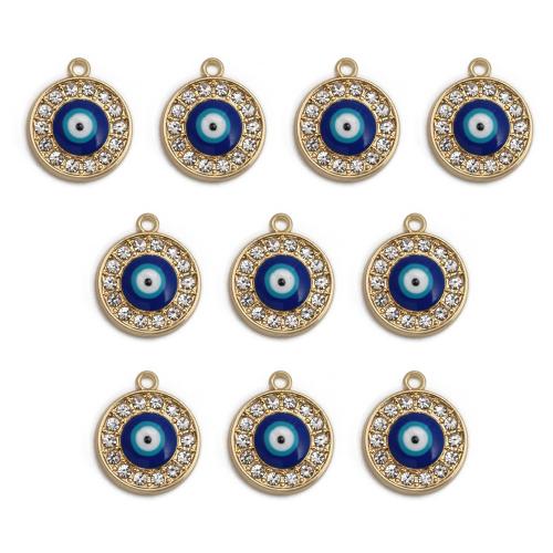 Fashion Evil Eye Pendant, Brass, gold color plated, DIY & evil eye pattern & micro pave cubic zirconia & enamel [