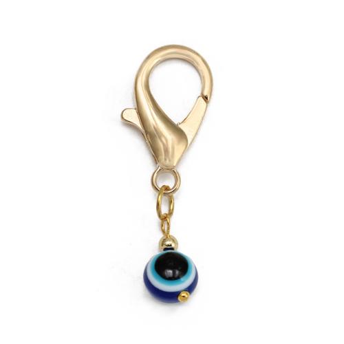 Evil Eye Key Chain, Zinc Alloy, gold color plated & evil eye pattern & micro pave cubic zirconia & enamel [