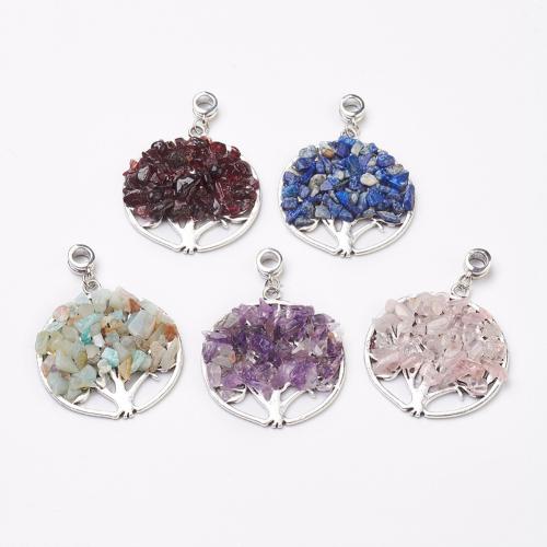 Gemstone Zinc Alloy Pendants, with Gemstone, plated, DIY 54.5mm [