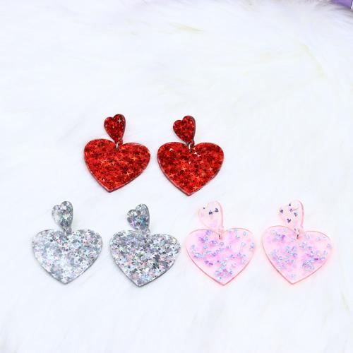 Acrylic Drop Earring, Heart, fashion jewelry & for woman 