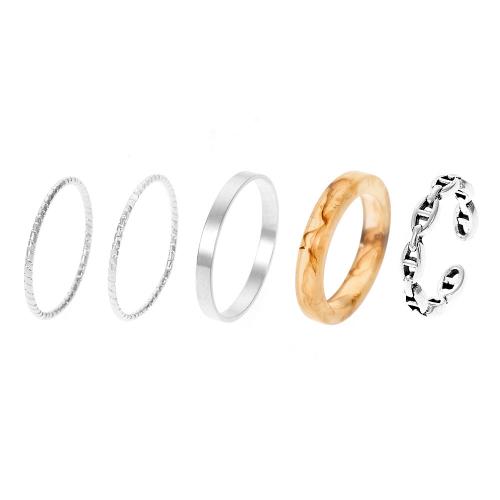 Zink-Legierung Ring Set, Zinklegierung, plattiert, 5 Stück & Modeschmuck & für Frau, Inernal diameter:16-18mm, verkauft von setzen[