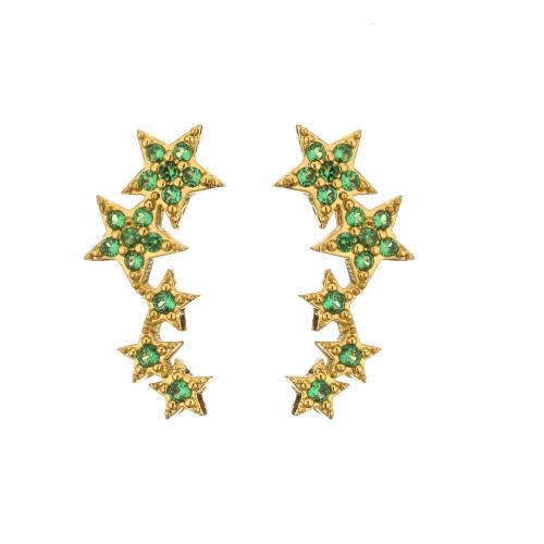 Cubic Zirconia Micro Pave Brass Earring, Star, plated, micro pave cubic zirconia & for woman [