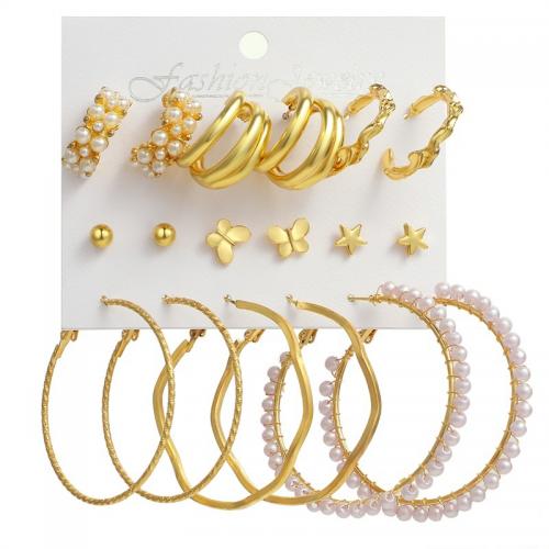 Zinc Alloy Earring Set, with Plastic Pearl & Acrylic, plated & for woman, earring length 5-50mm [