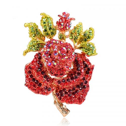 Broche en alliage zinc avec stras, alliage de zinc, avec perle de plastique, fleur, Placage, bijoux de mode & unisexe & styles différents pour le choix & avec strass, plus de couleurs à choisir, Vendu par PC[