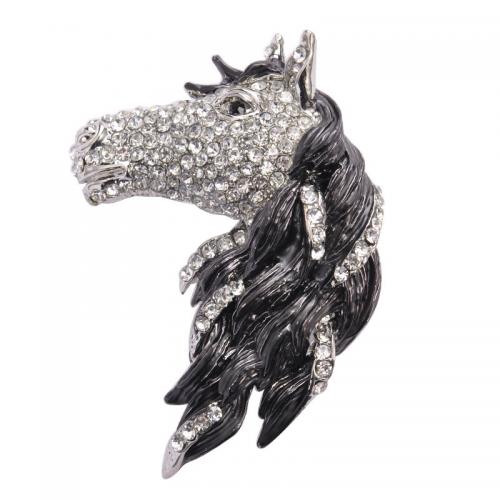 Broche en alliage zinc avec stras, alliage de zinc, cheval, Placage, bijoux de mode & pour homme & émail & avec strass, plus de couleurs à choisir Vendu par PC[