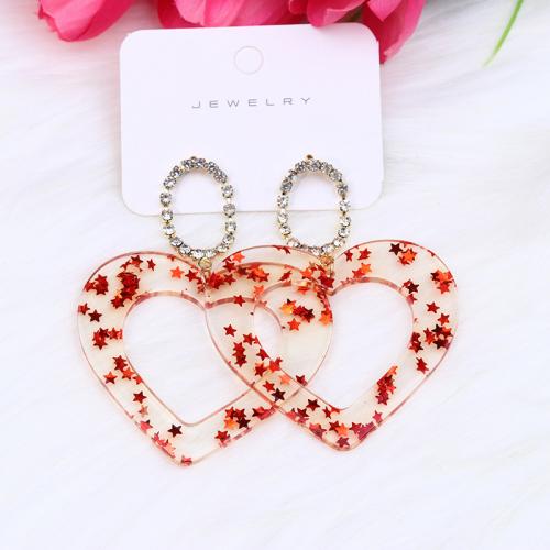 Acrylic Drop Earring, Heart, printing & fashion jewelry & for woman [