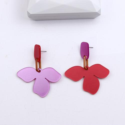 Acrylic Drop Earring, Flower, painted, fashion jewelry & for woman [