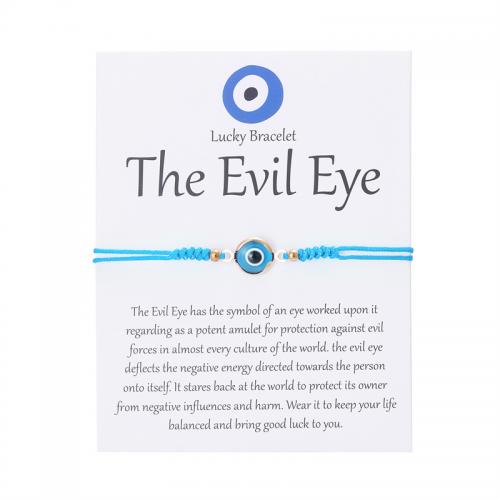 Evil Eye Jewelry Bracelet, Polyester Cord, with Resin & Zinc Alloy, handmade, fashion jewelry & Unisex & evil eye pattern & adjustable Approx 16-28 cm [