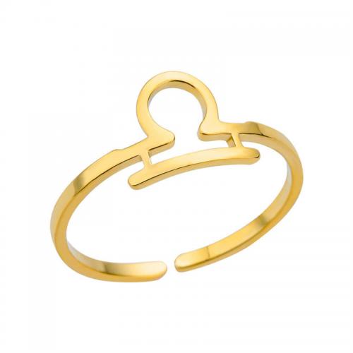 Edelstahl Fingerring, 304 Edelstahl, 12 Zeichen des Sternzeichens, Vakuum-Ionen-Beschichtung, Einstellbar & Modeschmuck & unisex, goldfarben, diameter about 17mm, verkauft von PC