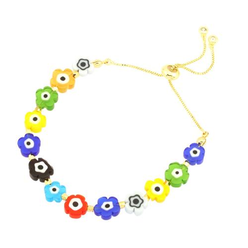 Evil Eye Jewelry Bracelet, Brass, with Resin, handmade, fashion jewelry & for woman, gold Approx 16-22 cm 