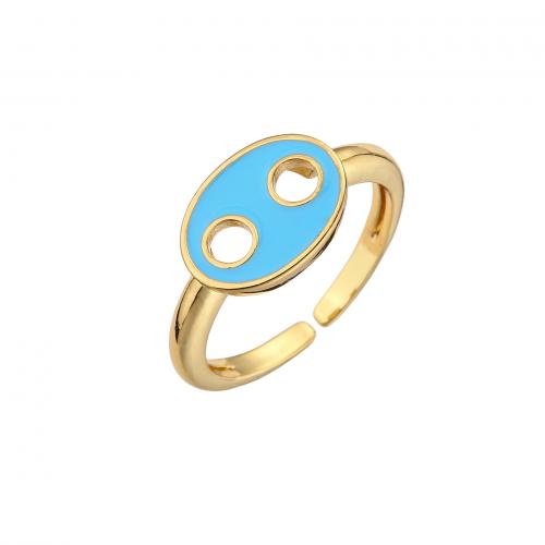 Brass Finger Ring, plated, for woman & enamel [