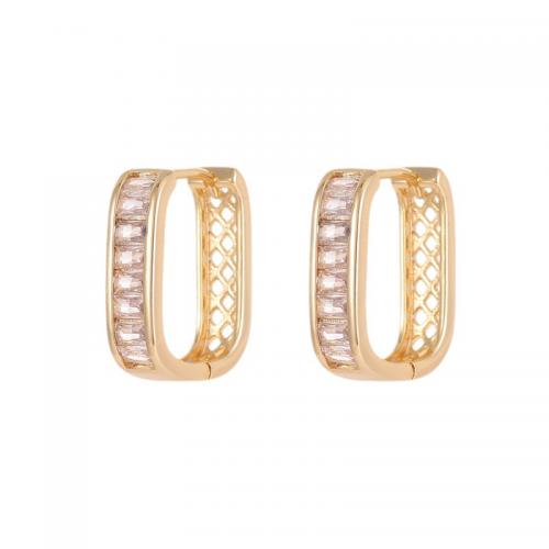 Cubic Zirconia Micro Pave Brass Earring, plated & micro pave cubic zirconia & for woman, gold 