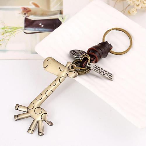 Leather Key Chains, Full Grain Cowhide Leather, with Zinc Alloy Approx 15 cm [