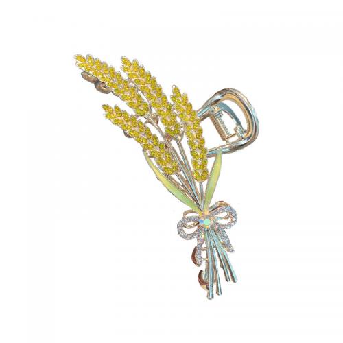 Zinc Alloy Hair Claw Clip, with Plastic Pearl, plated & for woman & enamel & with rhinestone [