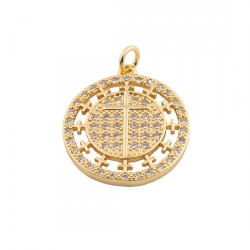 Cubic Zirconia Micro Pave Brass Pendant, 14K gold plated, DIY & micro pave cubic zirconia Approx 4mm [