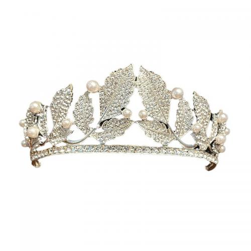 Bridal Tiaras, Zinc Alloy, with Plastic Pearl, plated, fashion jewelry & for woman & with rhinestone Diameter 170m,height 60mm [