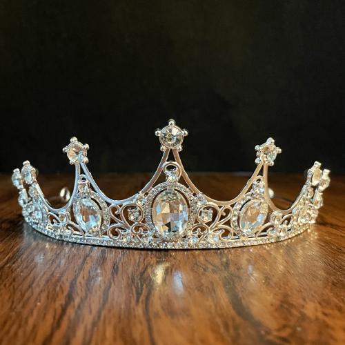 Bridal Tiaras, Zinc Alloy, silver color plated, fashion jewelry & for woman & with rhinestone, silver color, Diameter 150mm,height 50mm [