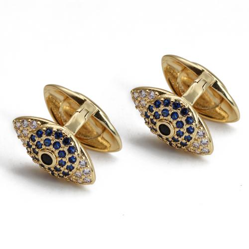 Evil Eye Earrings, Brass, gold color plated, fashion jewelry & micro pave cubic zirconia & for woman [