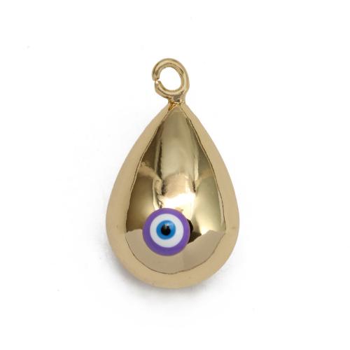 Fashion Evil Eye Pendant, Brass, Teardrop, gold color plated, DIY & evil eye pattern & enamel [