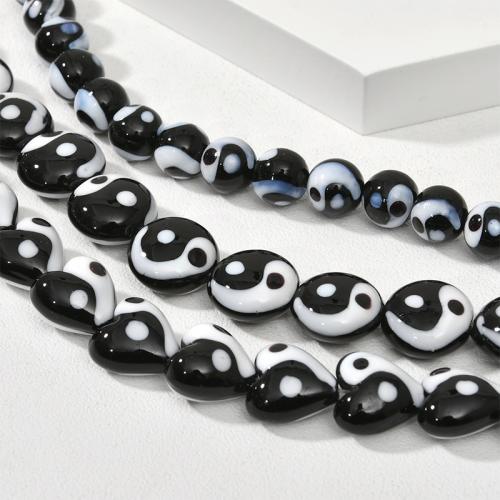 Perles murano faites à la main , chalumeau, DIY & normes différentes pour le choix, blanc et noir, Vendu par PC