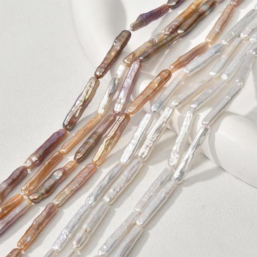 Baroque Cultured Freshwater Pearl Beads, Rectangle, DIY Thickness about 4-7mm, length about 26.5mm Approx 0.5mm [