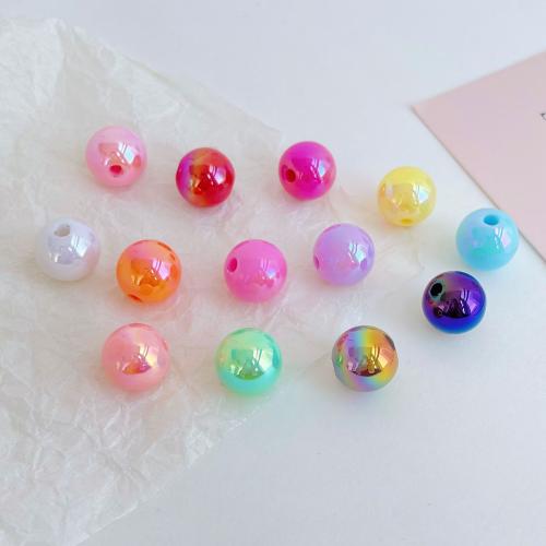 Plating Acrylic Beads, Round, UV plating, DIY 12mm, Approx 