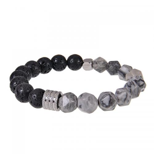 Piedras preciosas Pulsera, con acero inoxidable, hecho a mano, diferentes materiales para la opción & unisexo & facetas, longitud:aproximado 7-8.5 Inch, Vendido por UD