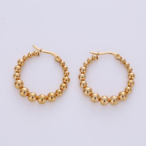 Stainless Steel Hoop Earring, 316L Stainless Steel, 18K gold plated, fashion jewelry & for woman, golden 