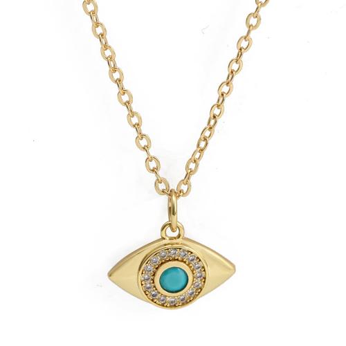 Collier Evil Eye bijoux, laiton, Placage de couleur d'or, bijoux de mode & styles différents pour le choix & pavé de micro zircon & pour femme, plus de couleurs à choisir, Vendu par PC[