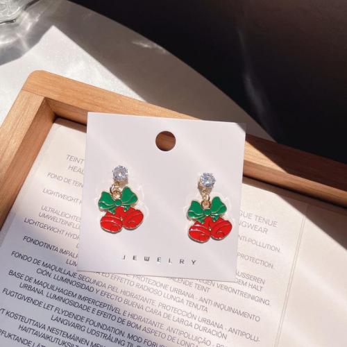 Pendientes de Navidad, aleación de zinc, chapado en color dorado, Diferente forma para la elección & Diseño de Navidad & Joyería & para mujer & con diamantes de imitación, más colores para la opción, 15x30mm, Vendido por Par[