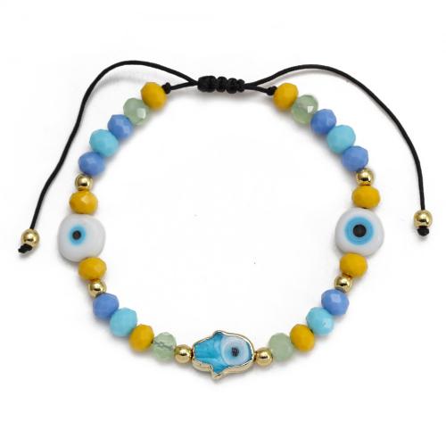 Evil Eye Schmuck Armband, Kristall, mit Knotenschnur & Lampwork & Messing, Hand, goldfarben plattiert, unisex & böser Blick- Muster & einstellbar, mehrere Farben vorhanden, verkauft von PC[