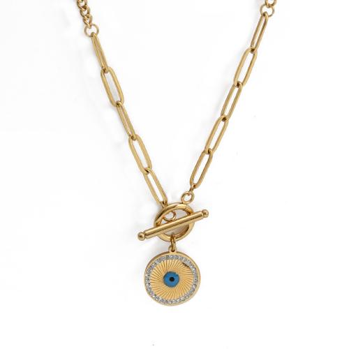 Collier Evil Eye bijoux, Acier inoxydable 304, Placage ionique sous vide, bijoux de mode & pour femme, plus de couleurs à choisir, Vendu par PC[